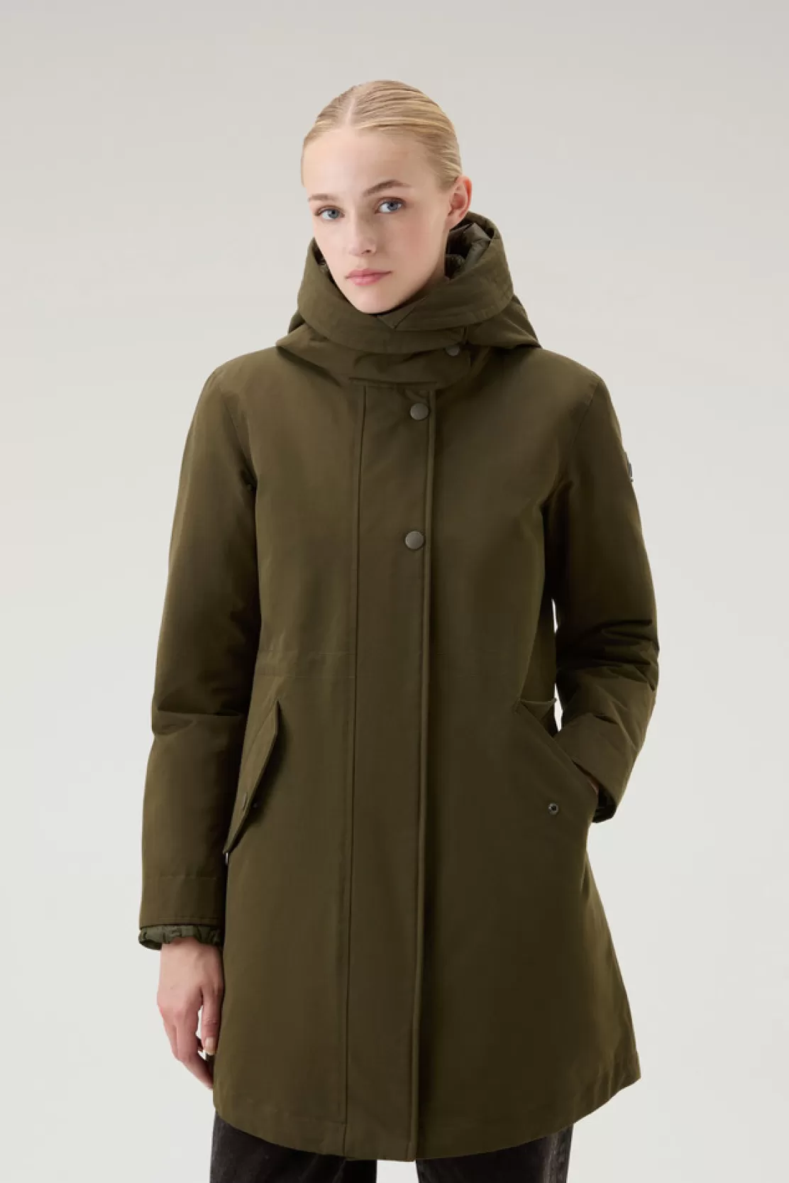 Woolrich 3-in-1 Military Parka Aus Ramar Cloth Mit Abnehmbarer Steppjacke Dark Green Best