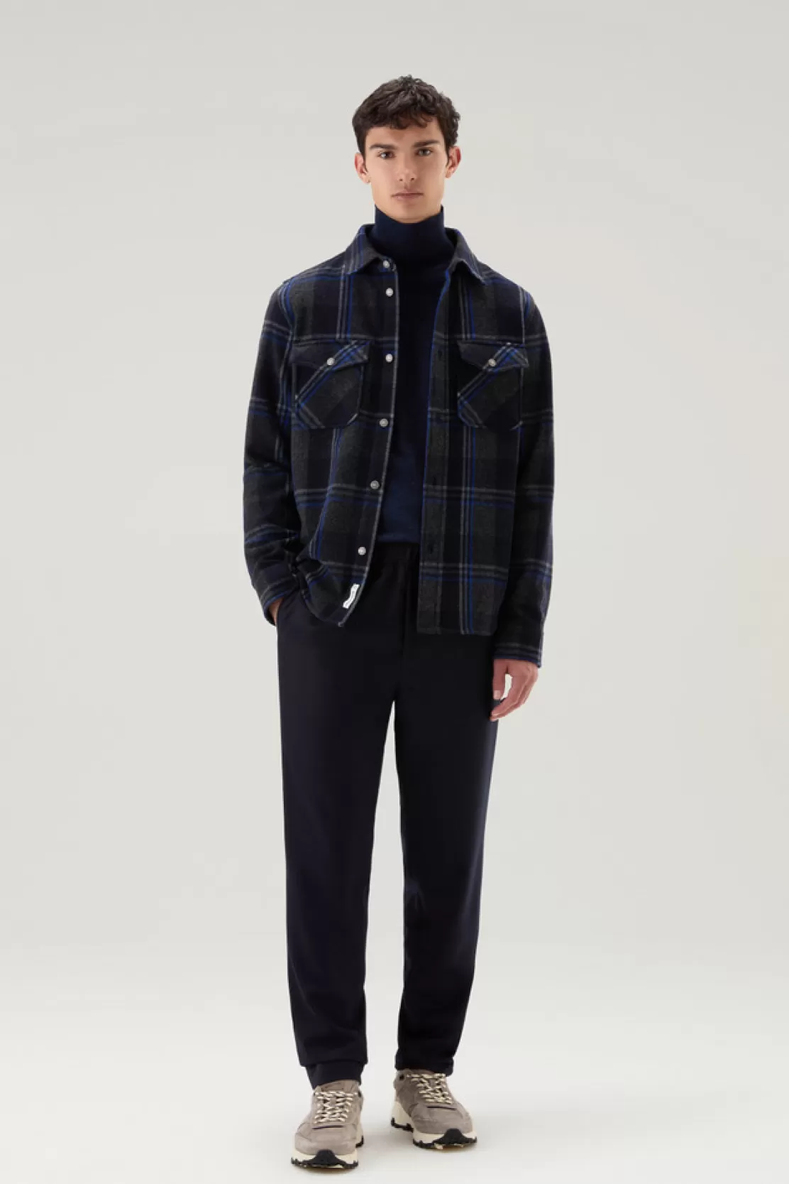 Woolrich Alaskan Karo-Overshirt Aus Recycelter Italienischer Wollmischung Grey Check Store