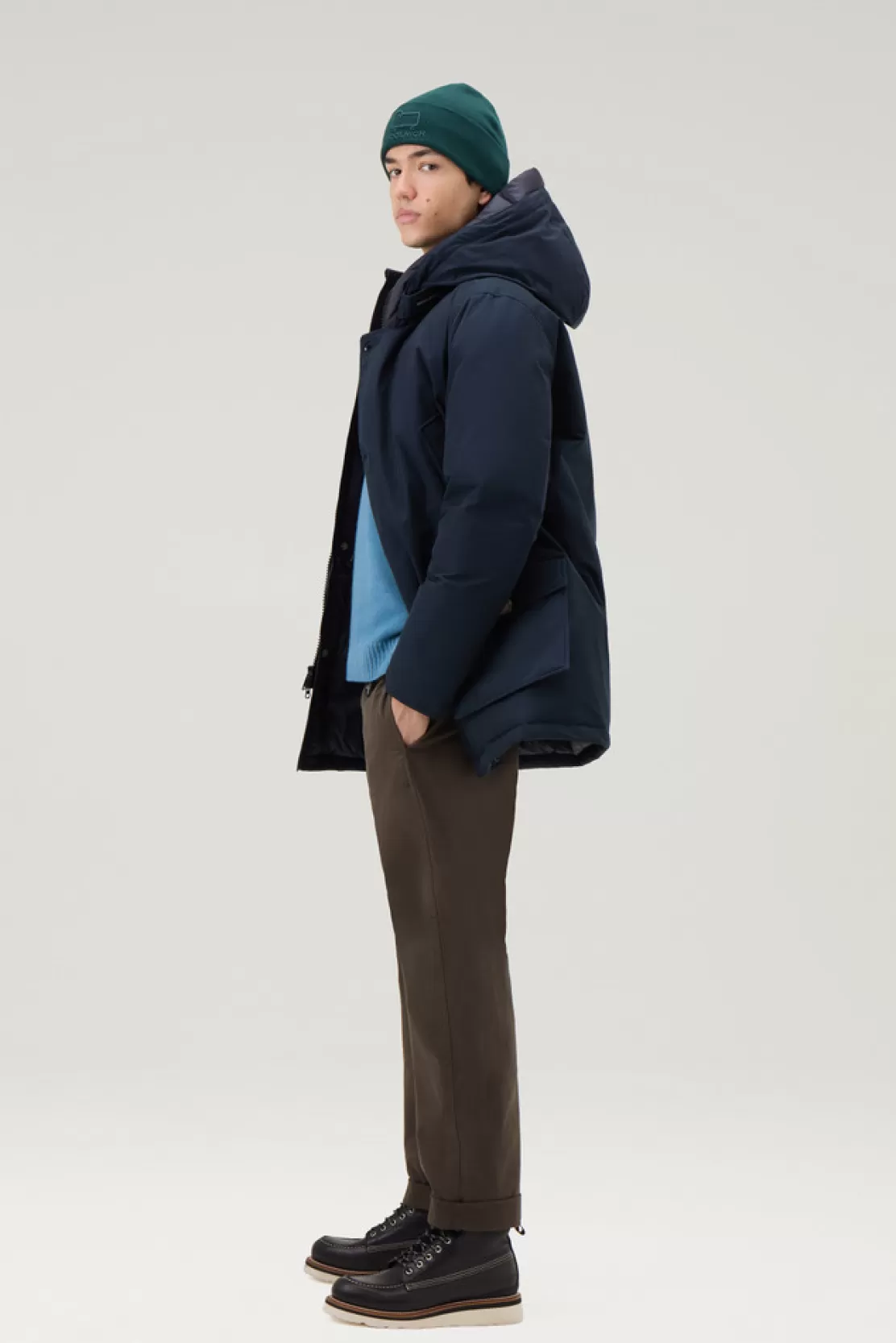 Woolrich Arctic Parka Aus Ramar Cloth Melton Blue Shop