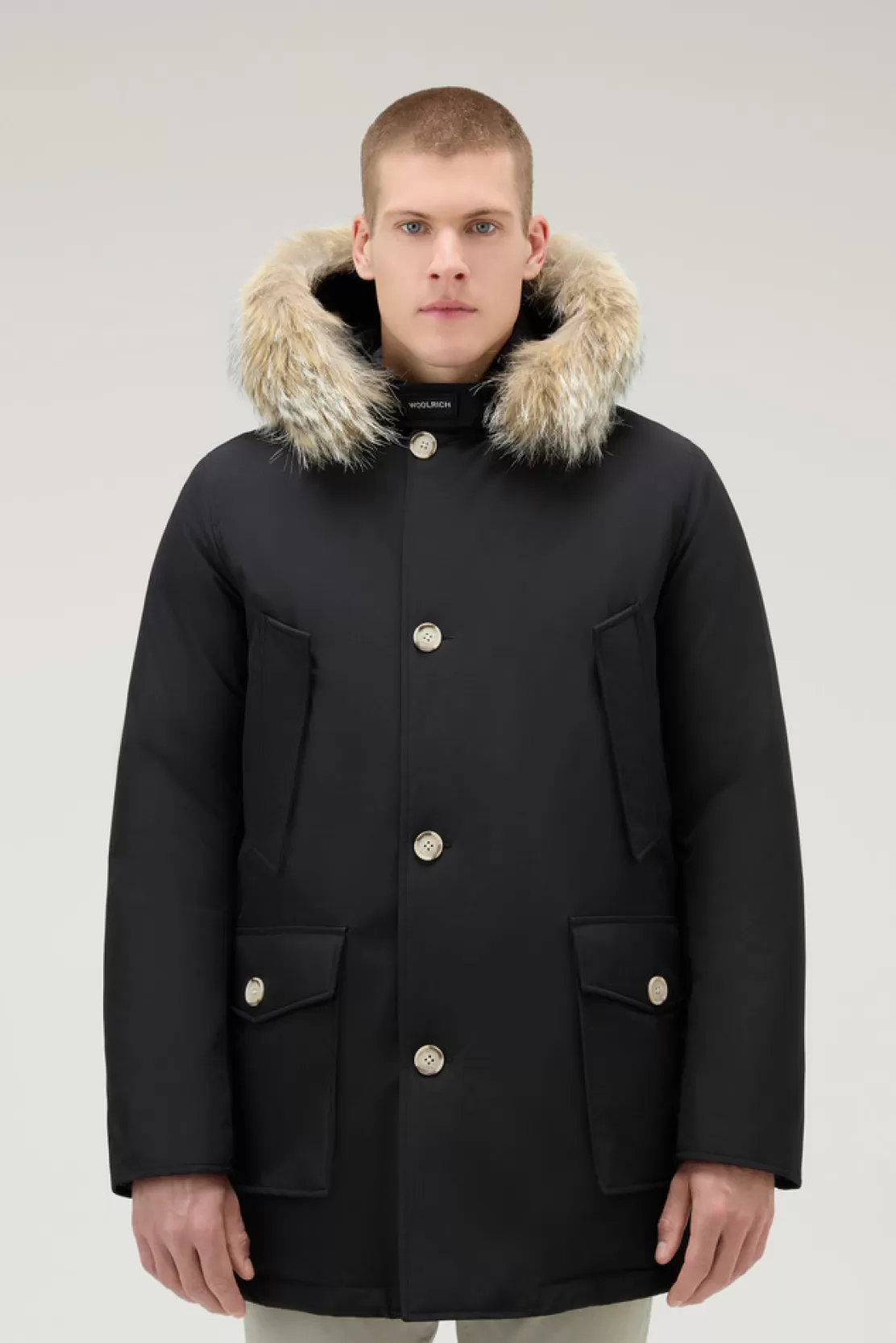 Woolrich Arctic Parka Aus Ramar Cloth Mit Abnehmbarem Pelzbesatz Black Outlet