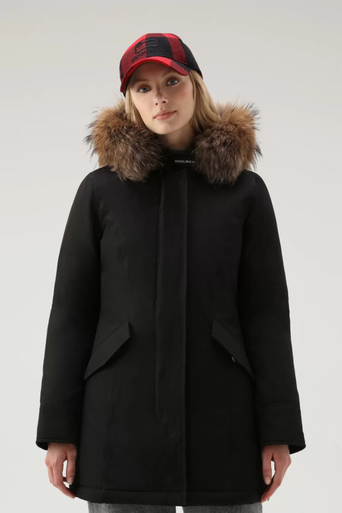 Woolrich Arctic Parka Aus Ramar Cloth Mit Abnehmbarem Pelzbesatz Black Sale