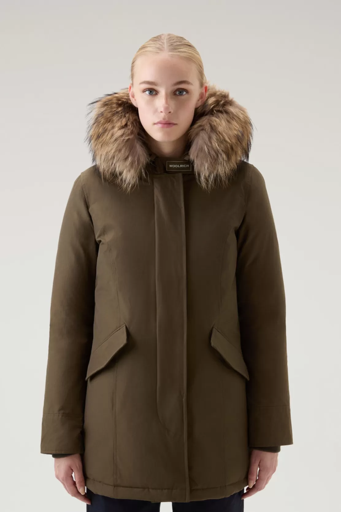 Woolrich Arctic Parka Aus Ramar Cloth Mit Abnehmbarem Pelzbesatz Dark Green Flash Sale