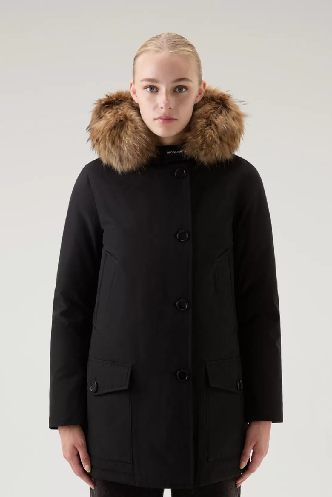 Woolrich Arctic Parka Aus Ramar Cloth Mit Vier Taschen Und Abnehmbarem Pelz Black Cheap