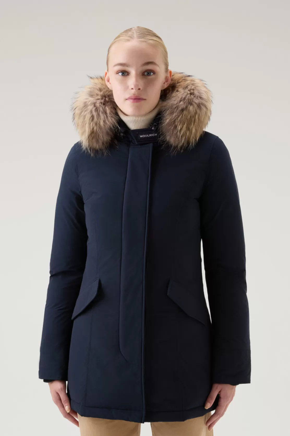 Woolrich Arctic Parka Aus Urban Touch Mit Abnehmbarem Pelz Melton Blue Discount