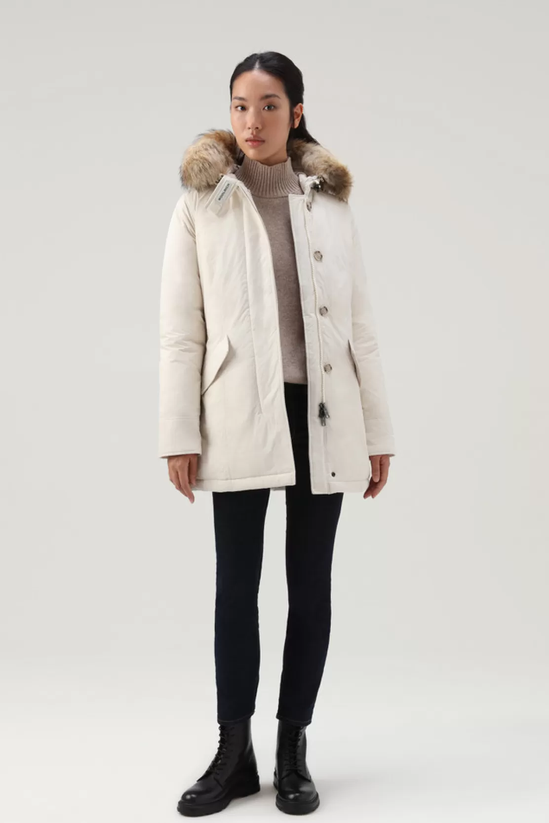 Woolrich Arctic Parka Aus Urban Touch Mit Abnehmbarem Pelz Milky Cream Flash Sale