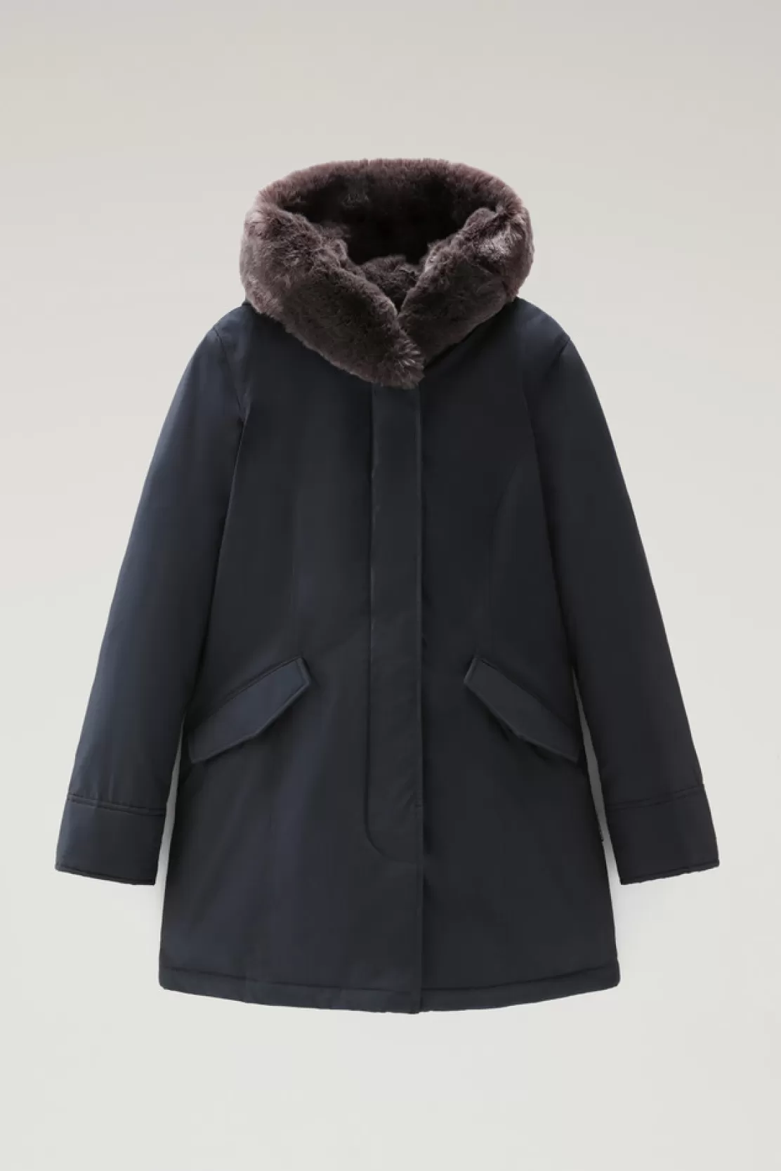 Woolrich Beaker Parka Mit Kunstpelz Aus Ramar Cloth Dark Navy Flash Sale