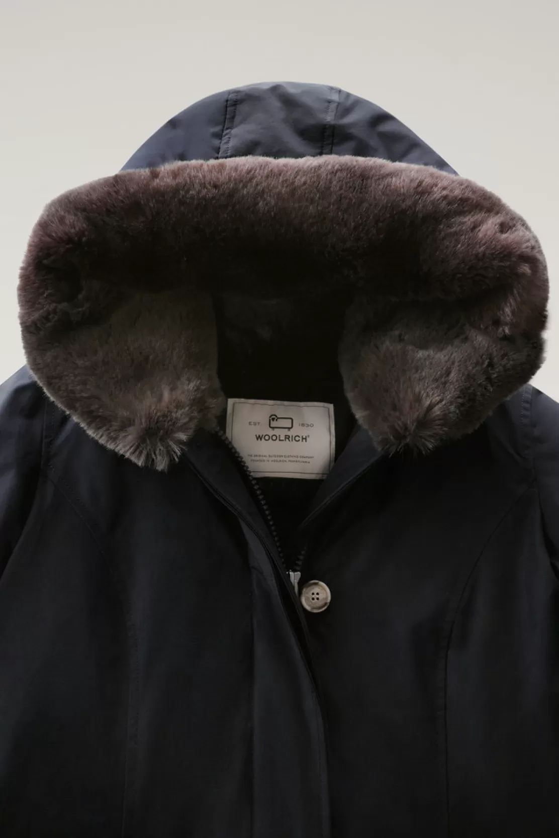 Woolrich Beaker Parka Mit Kunstpelz Aus Ramar Cloth Dark Navy Flash Sale