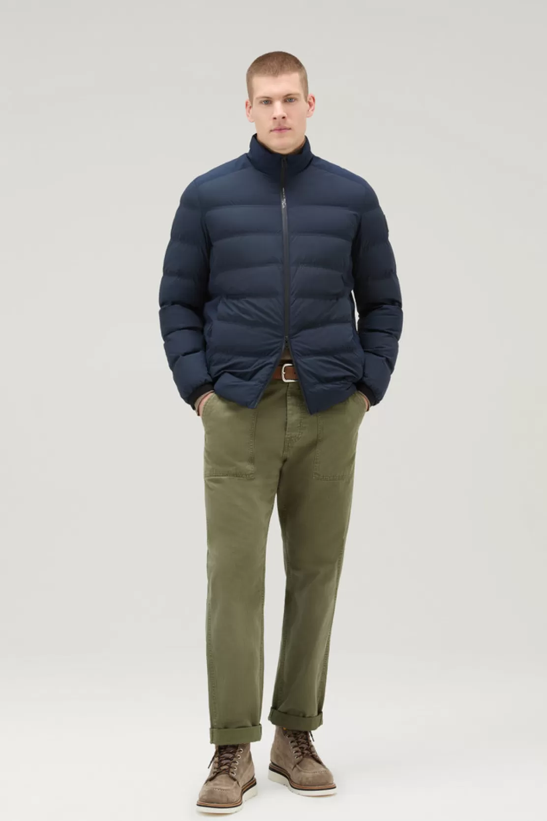 Woolrich Bering Daunenjacke Aus Stretch-Nylon Melton Blue Outlet