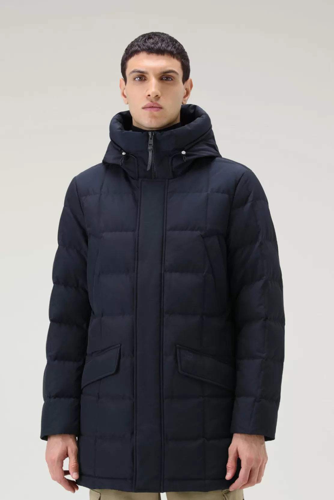 Woolrich Blizzard Parka Aus Ramar Cloth Mit Quadratischer Steppung Melton Blue Best Sale