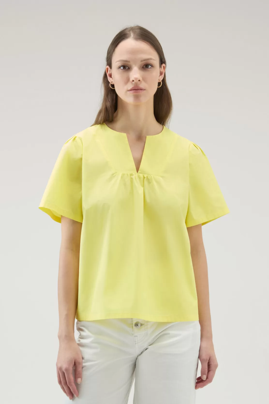 Woolrich Bluse Aus Reiner Baumwollpopeline Sunny Lemon Best