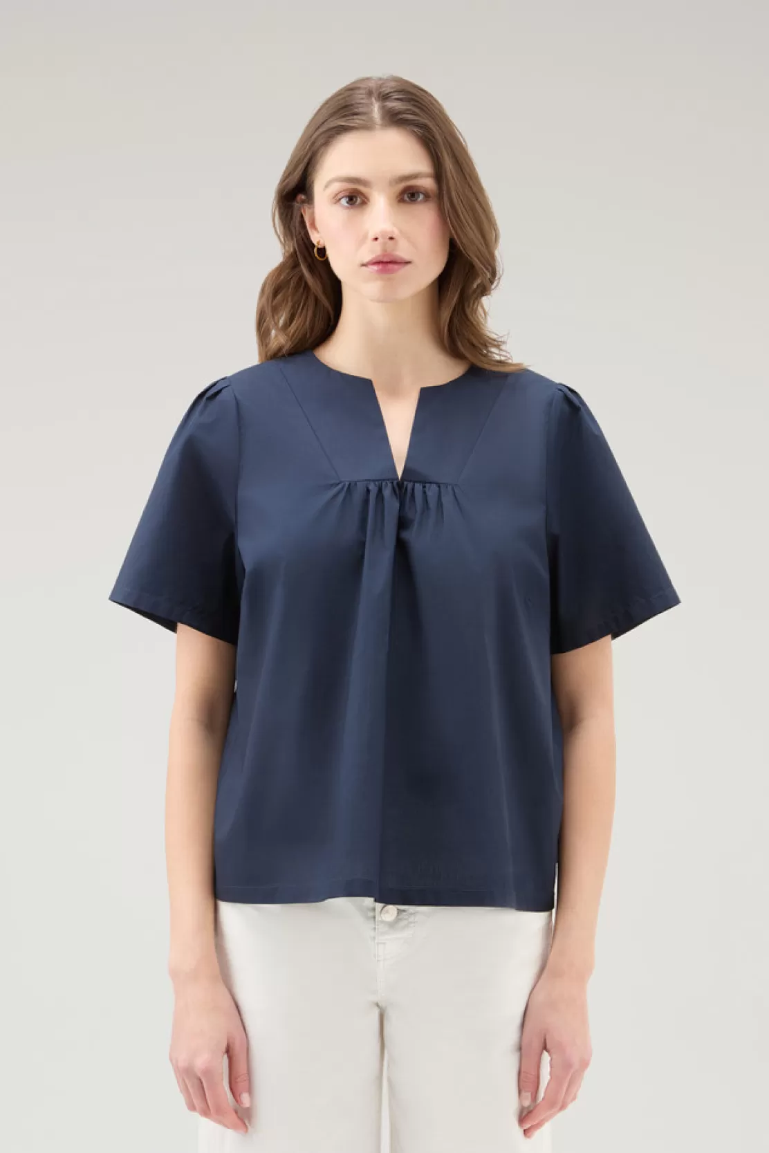 Woolrich Bluse Aus Reiner Baumwollpopeline Melton Blue Hot