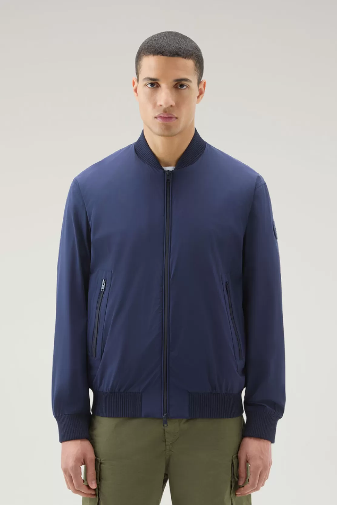 Woolrich Bomberjacke Aus Stretch-Nylon Mit Mattem Finish Maritime Blue Sale