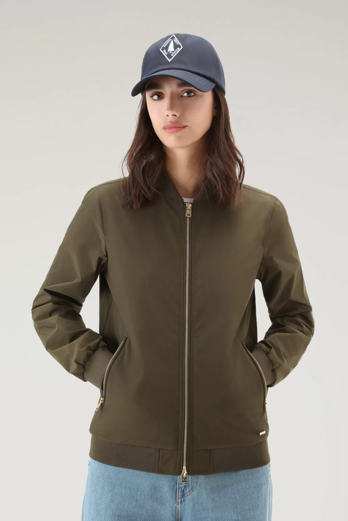 Woolrich Bomberjacke Charlotte Aus Urban Touch Dark Green Cheap