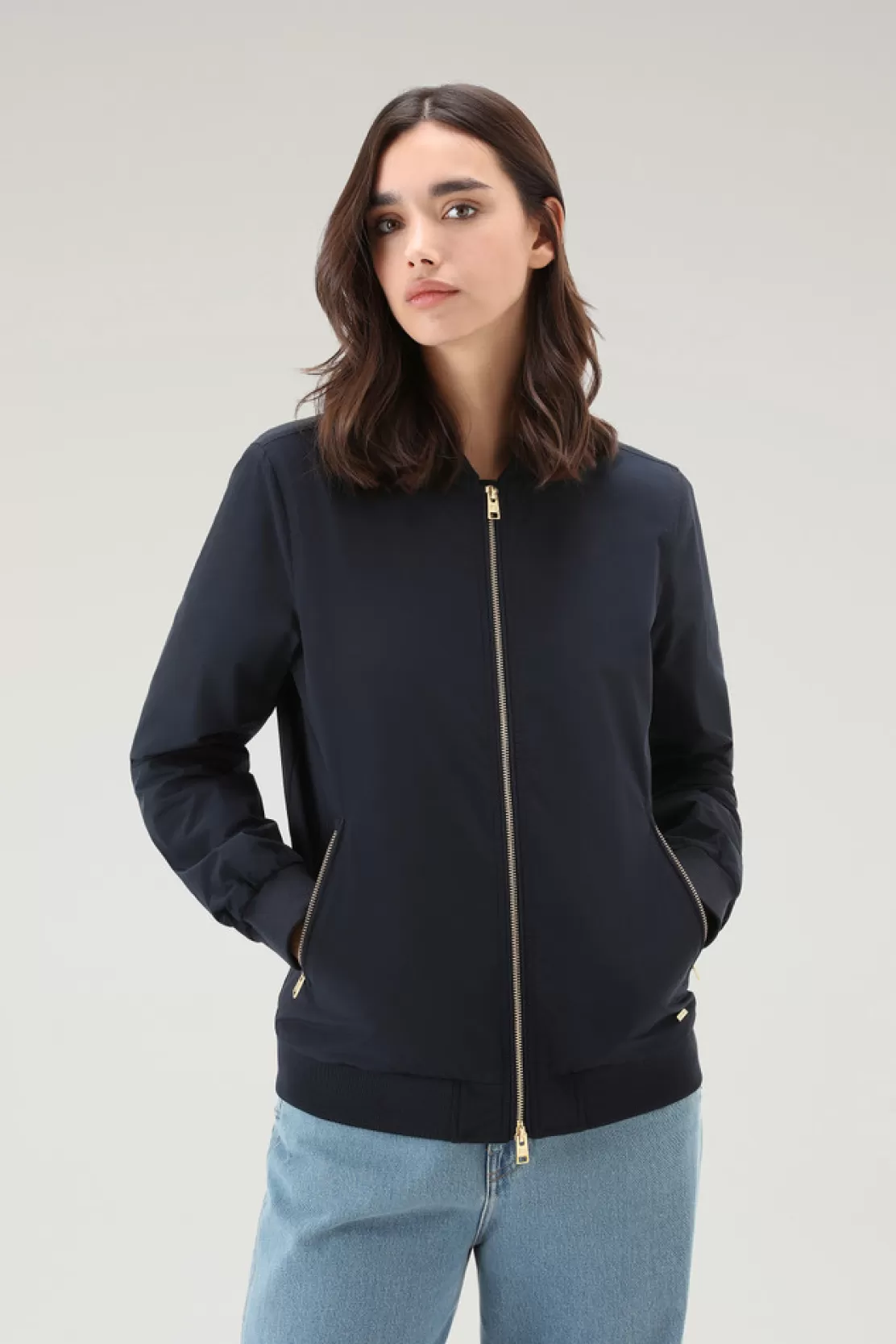 Woolrich Bomberjacke Charlotte Aus Urban Touch Melton Blue Shop