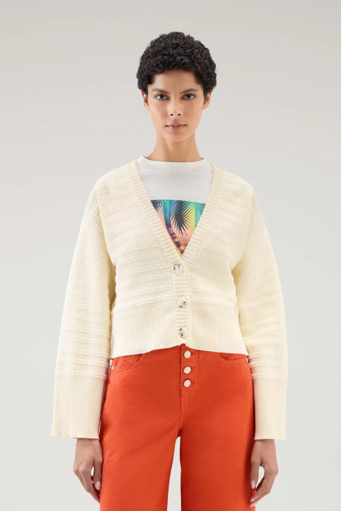 Woolrich Cardigan Aus Reiner Baumwolle Mit Knöpfen Plaster White Shop