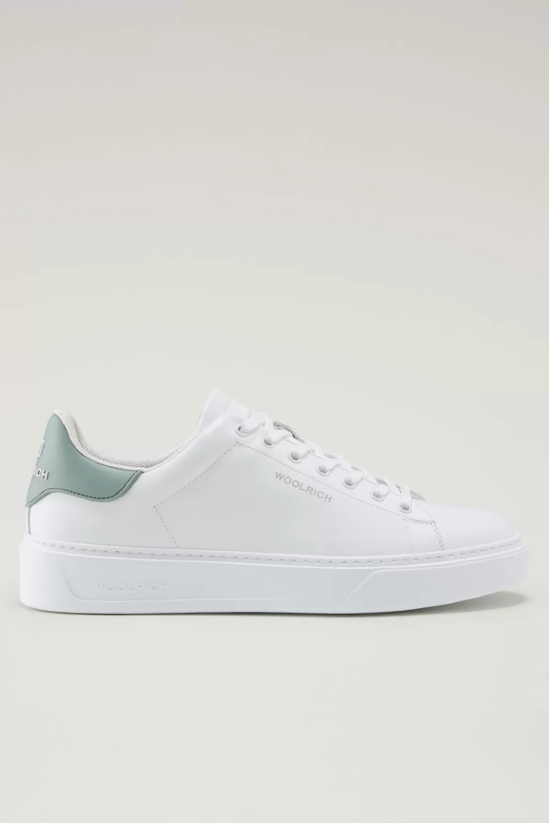 Woolrich Classic Court Sneaker Aus Leder Mit Kontrastaufnäher White Green Best