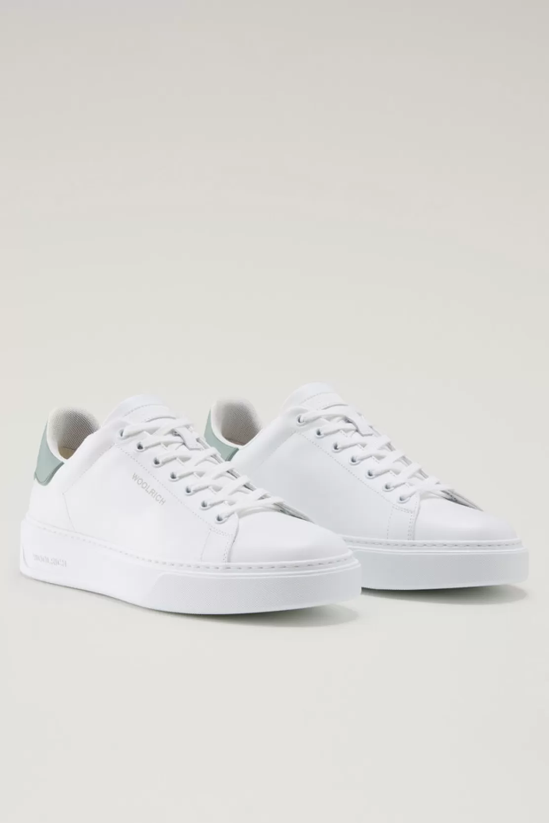 Woolrich Classic Court Sneaker Aus Leder Mit Kontrastaufnäher White Green Best