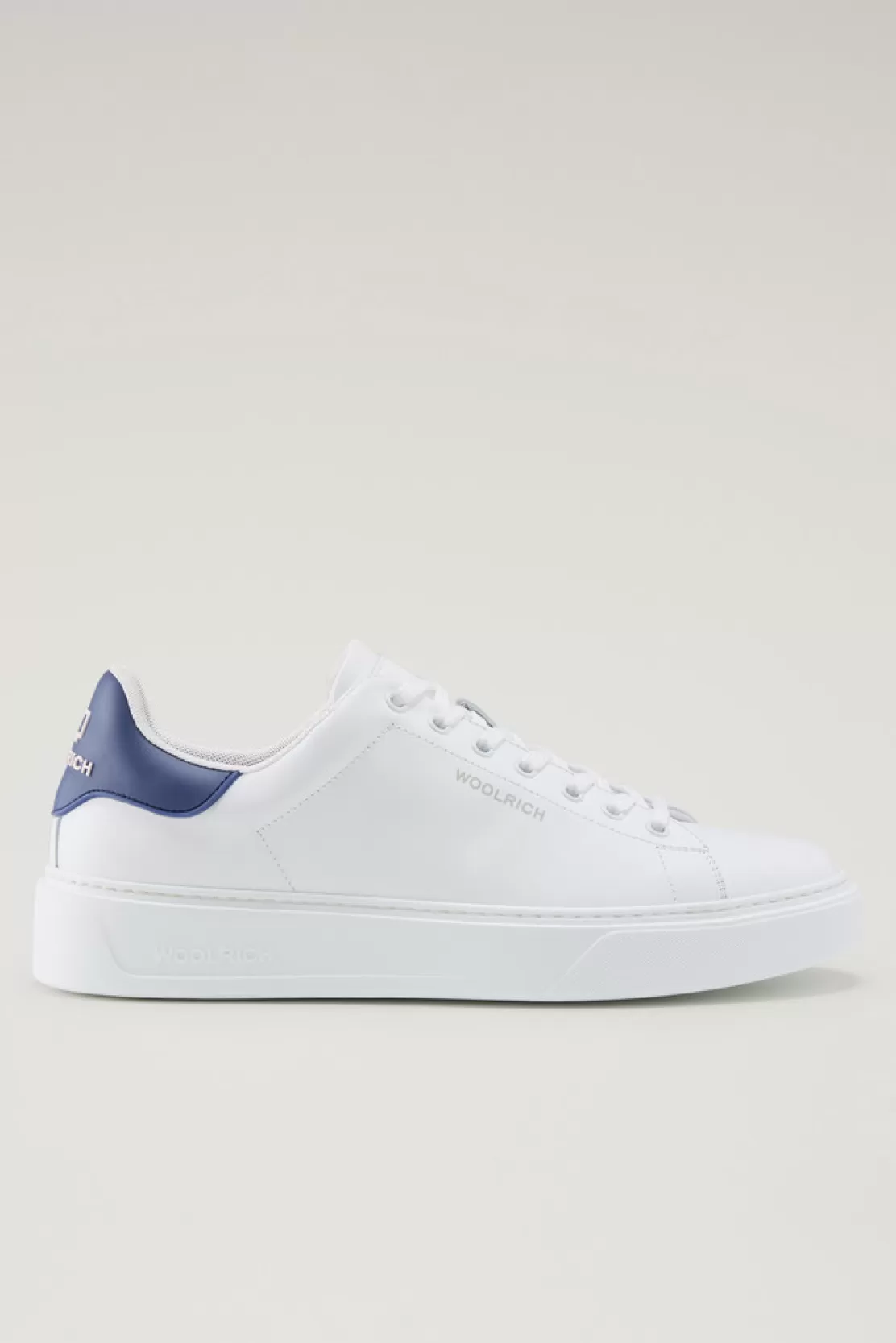 Woolrich Classic Court Sneaker Aus Leder Mit Kontrastaufnäher White Blue Cheap