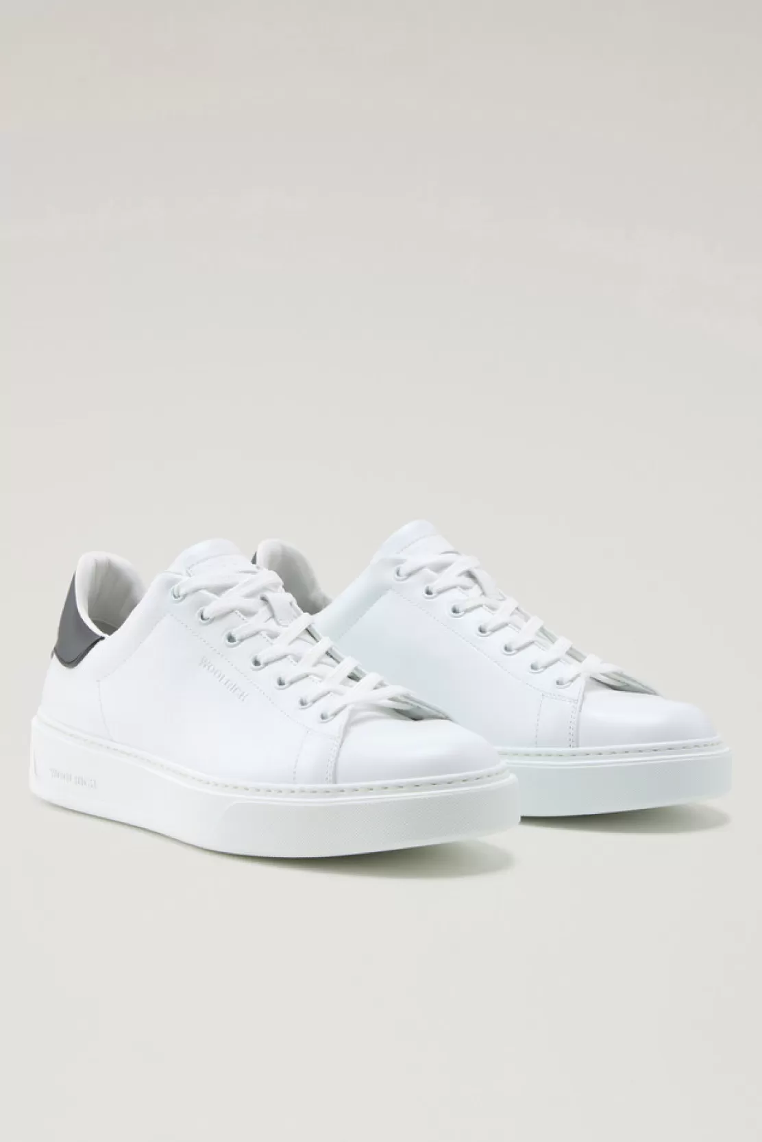 Woolrich Classic Court Sneaker Aus Leder Mit Kontrastaufnäher White Black New