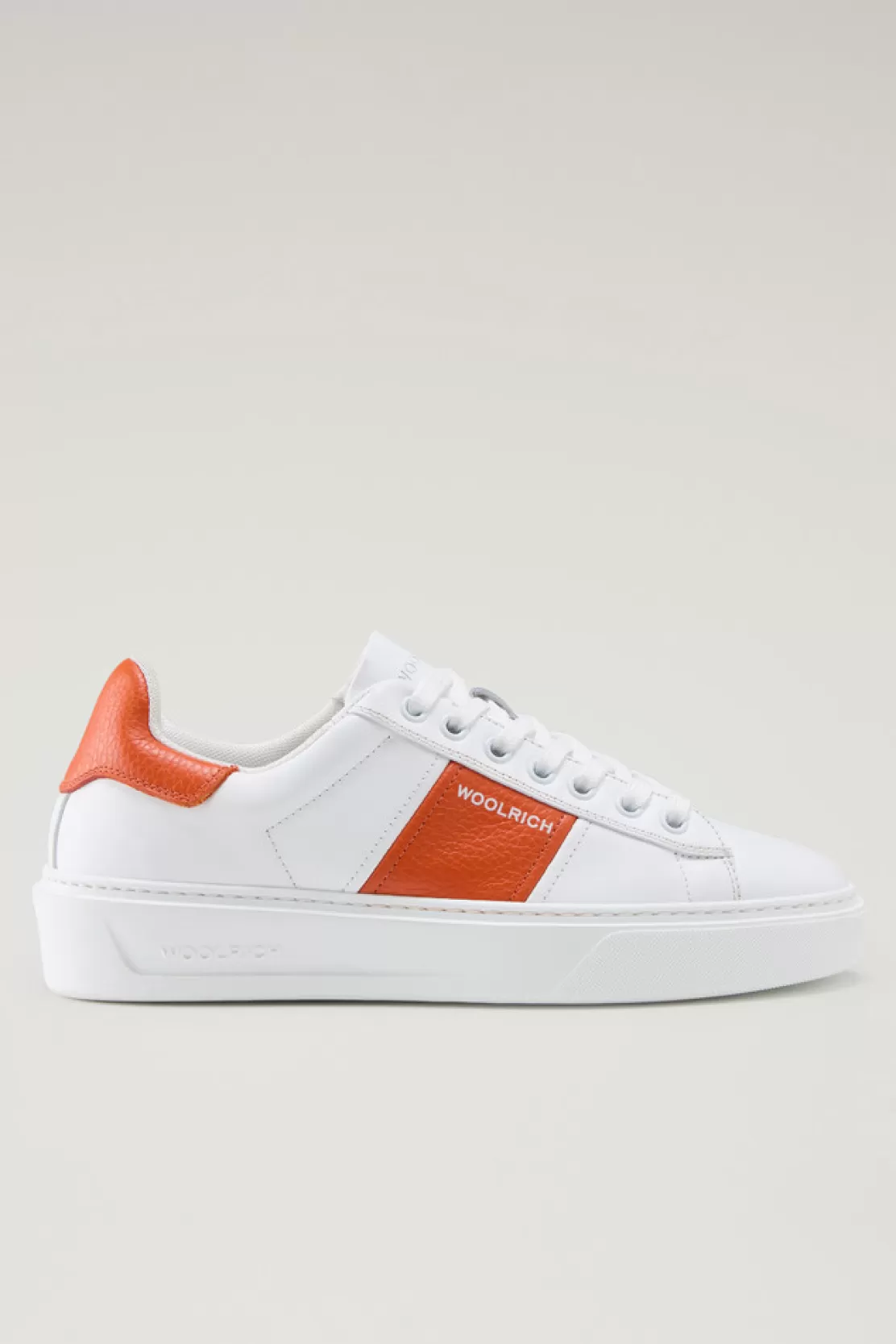 Woolrich Classic Court Sneaker Aus Leder Mit Kontrastierendem Band White Koi Cheap