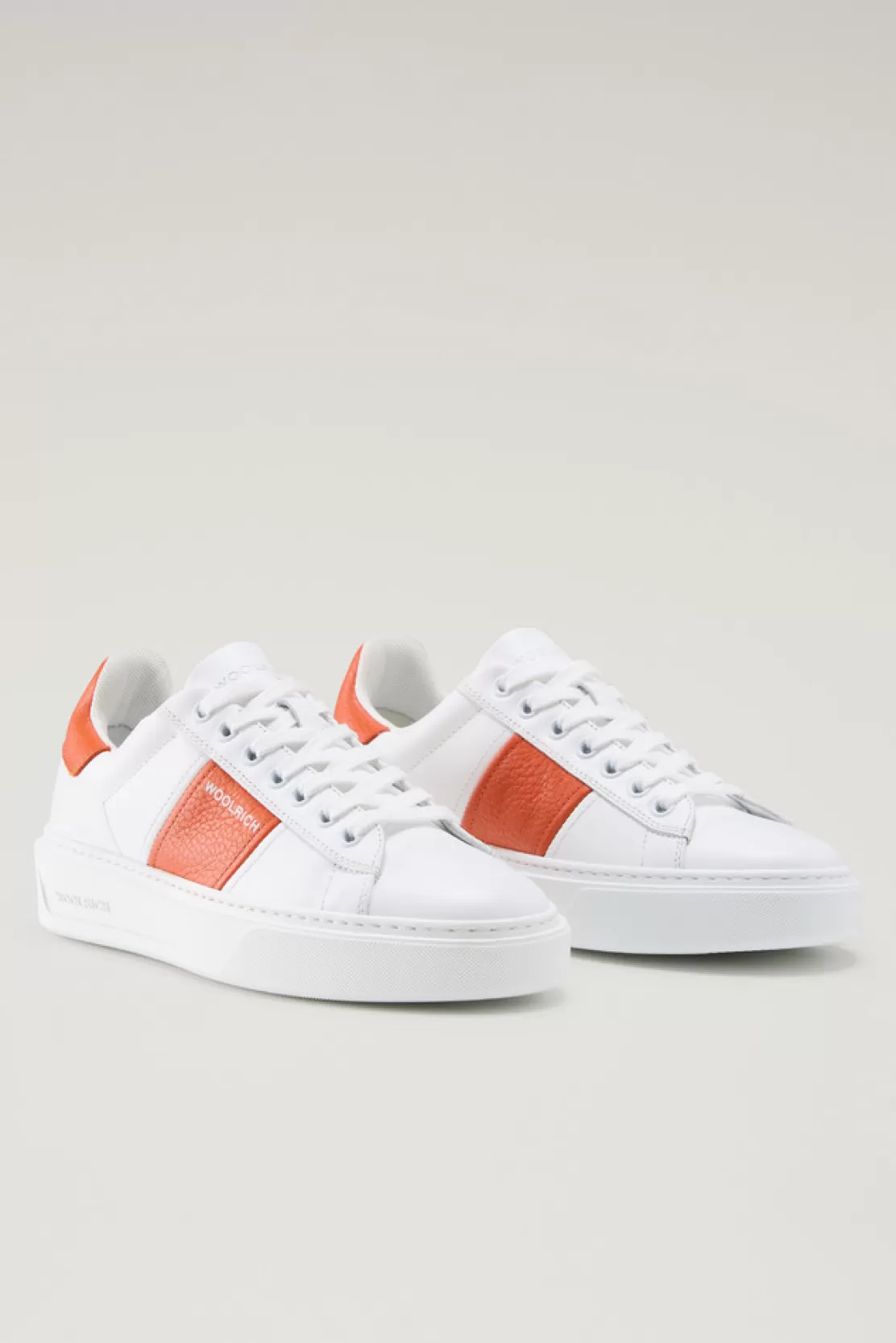 Woolrich Classic Court Sneaker Aus Leder Mit Kontrastierendem Band White Koi Cheap