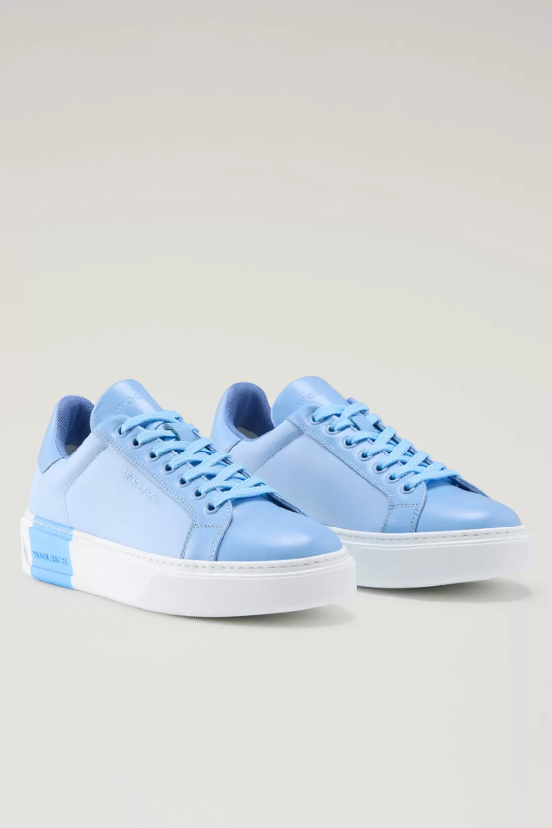 Woolrich Classic Court Sneaker Aus Technischem Gewebe Mit Lederdetails Sky Blue Outlet