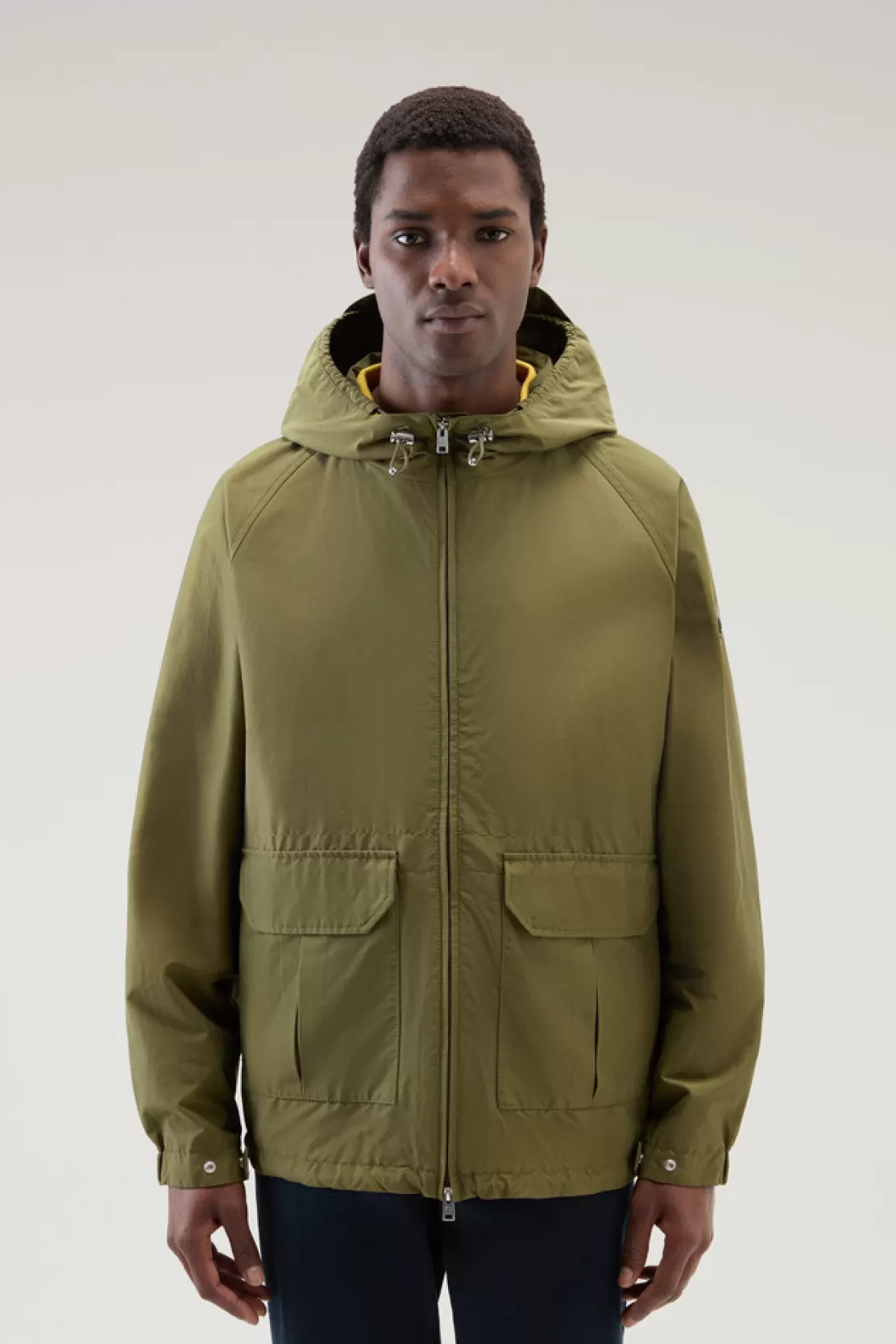 Woolrich Cruiser Jacke Aus Ramar Cloth Mit Kapuze Lake Olive Outlet