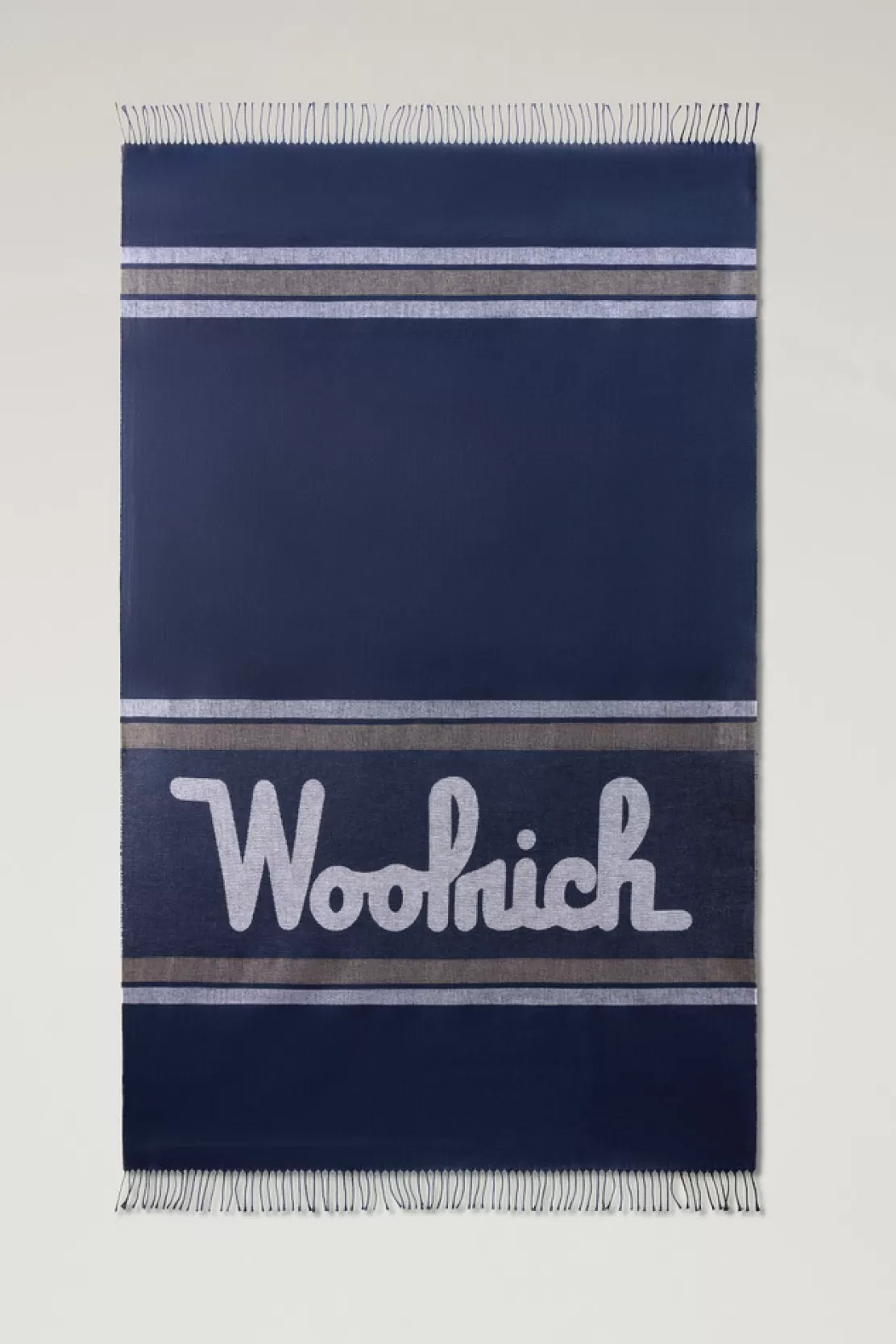 Woolrich Decke Aus Leinen-Baumwoll-Materialmix Mit Jacquard-Logo Melton Blue Store