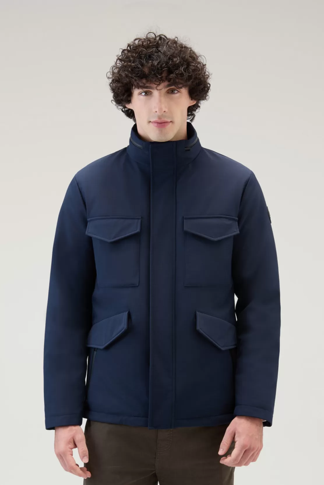 Woolrich Feldjacke Aus Tech Softshell Melton Blue Flash Sale