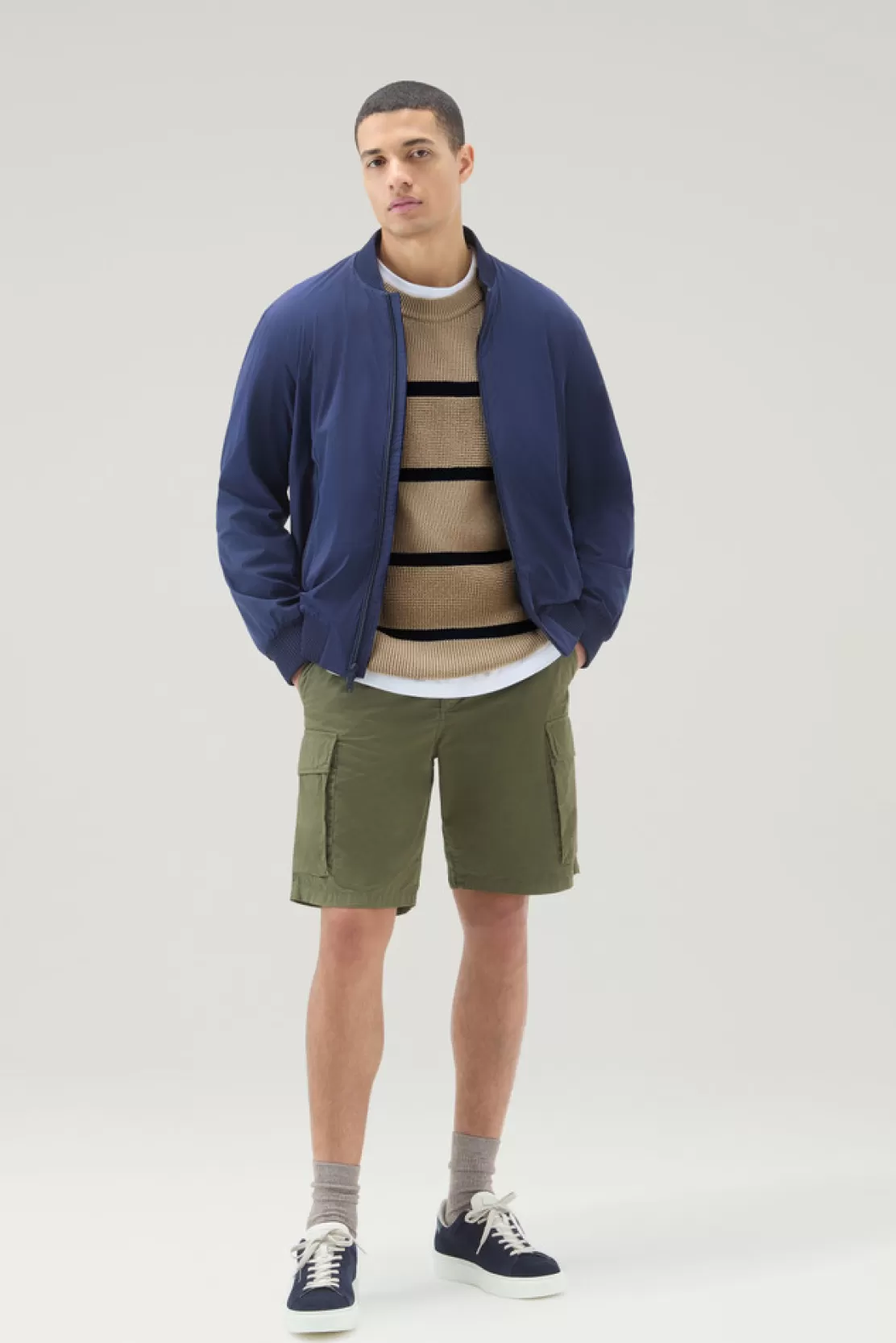 Woolrich Gestreifter Sweater Mit Rundhalsausschnitt Aus Reiner Baumwolle Beach Sand Stripe Discount