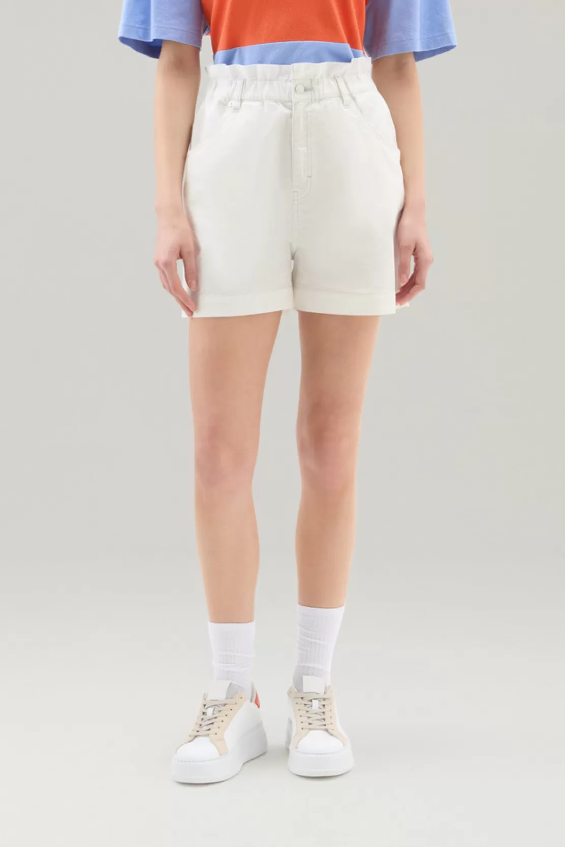 Woolrich Hoch Taillierte Bermudashorts Aus Stretch-Baumwoll-Twill Plaster White Best