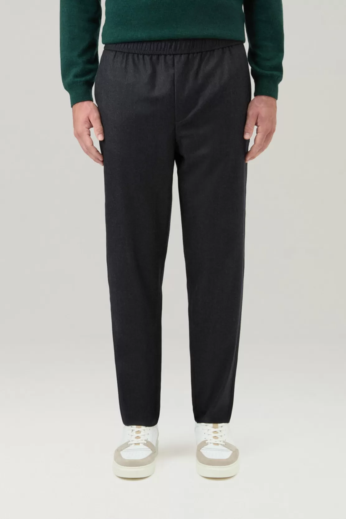 Woolrich Hose Aus Schurwoll-Flanell Von Vitale Barberis Canonico Charcoal Melange Sale