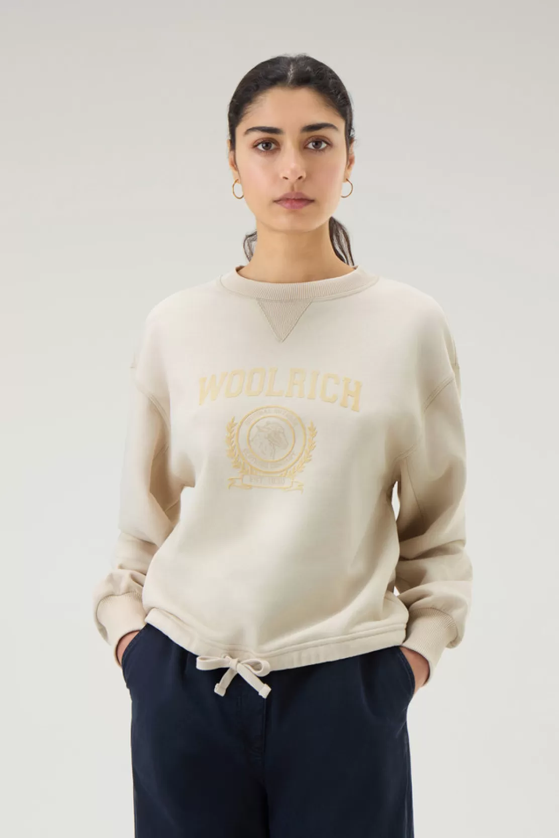 Woolrich Ivy Sweatshirt Aus Baumwollmischung Mit Rundhalsausschnitt Milky Cream Cheap