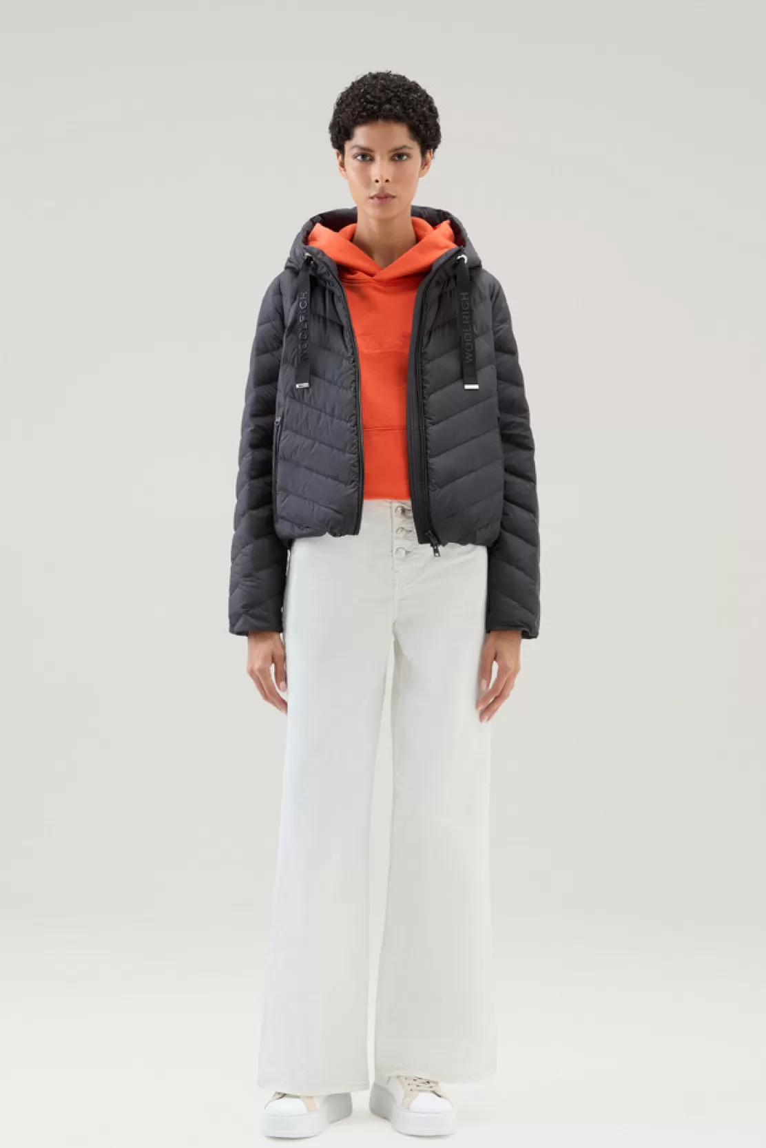 Woolrich Jacke Aus Mikrofaser Mit Chevron-Steppung Und Kapuze Black Hot