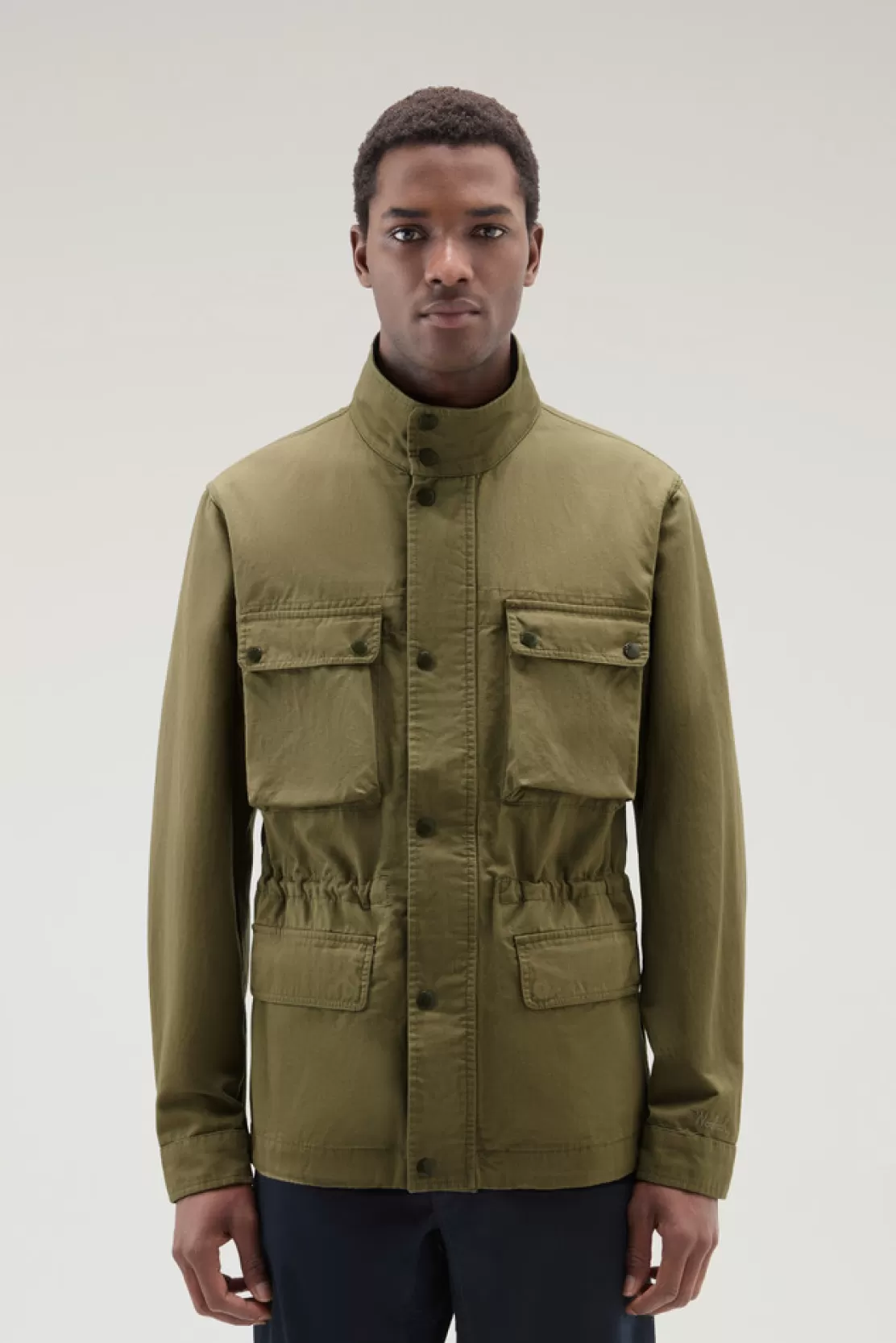 Woolrich Jacke Field Aus Baumwoll-Leinen-Materialmix Lake Olive Shop