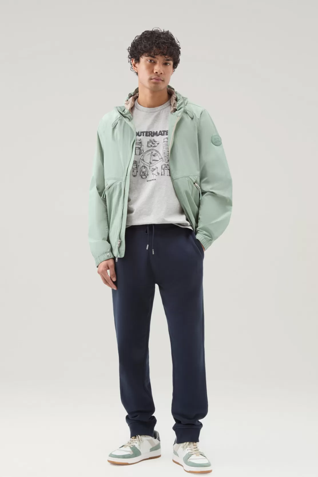 Woolrich Jogginghose Aus Gebürstetem Baumwoll-Mischgewebe Melton Blue Best