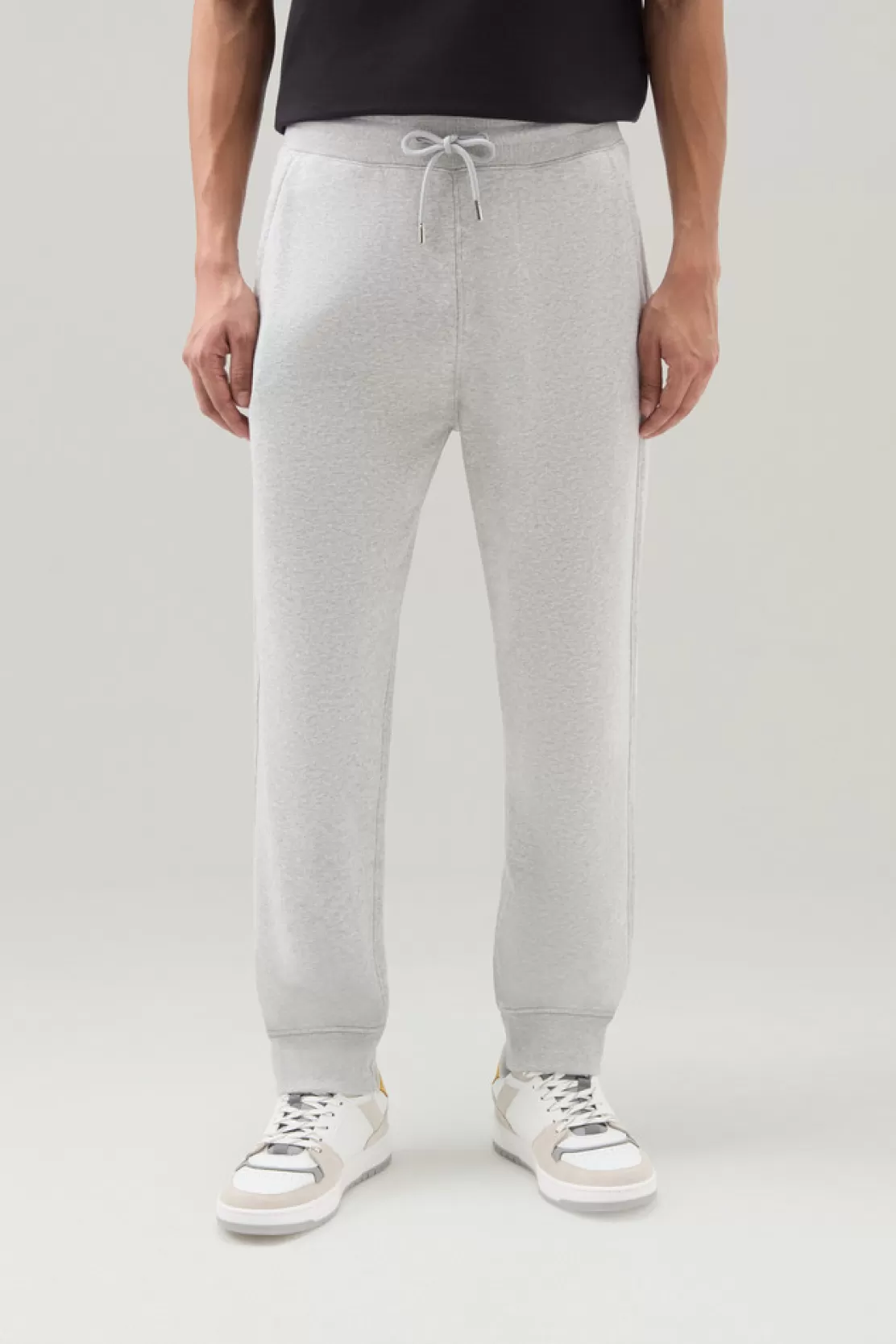 Woolrich Jogginghose Aus Gebürstetem Baumwoll-Mischgewebe Light Grey Melange Online