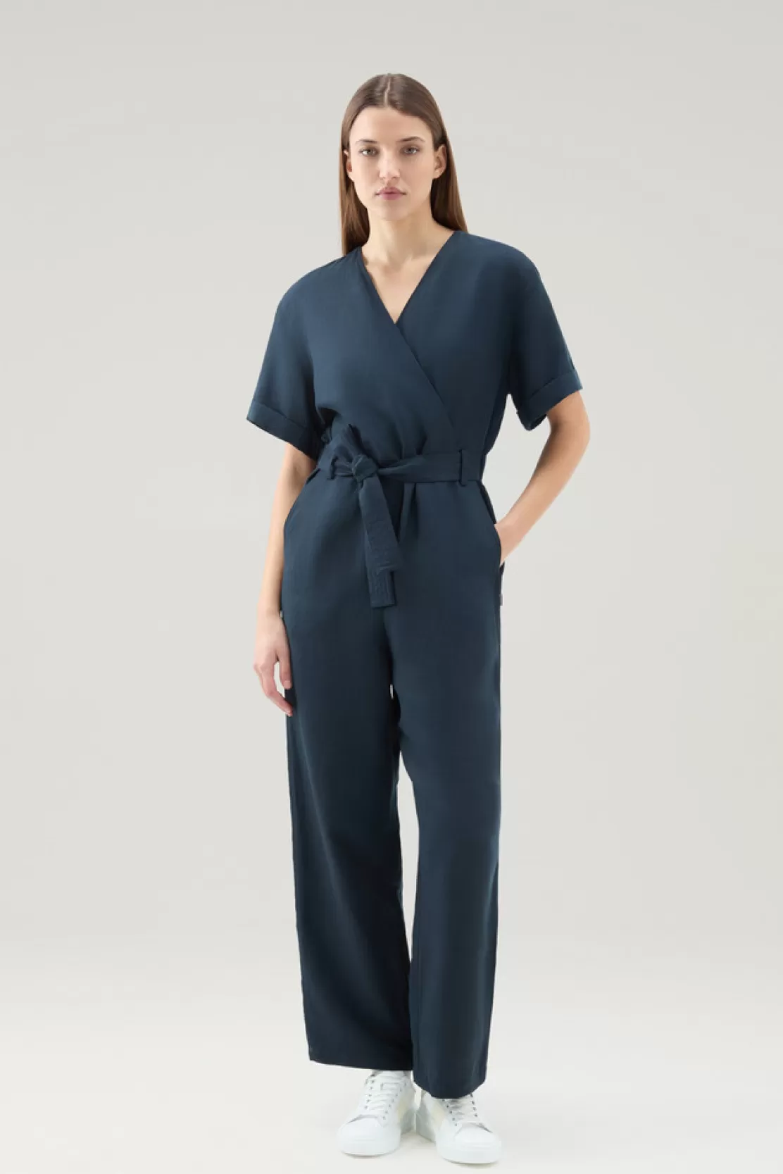 Woolrich Jumpsuit Aus Leinenmischung Melton Blue Cheap