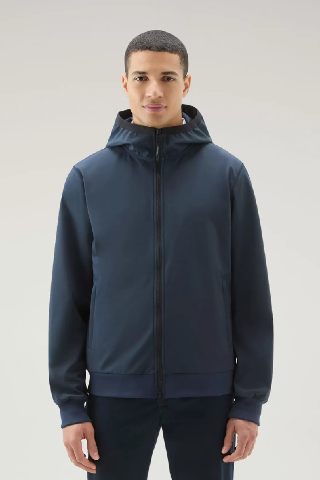 Woolrich Kapuzenjacke Aus Softshell Melton Blue Store