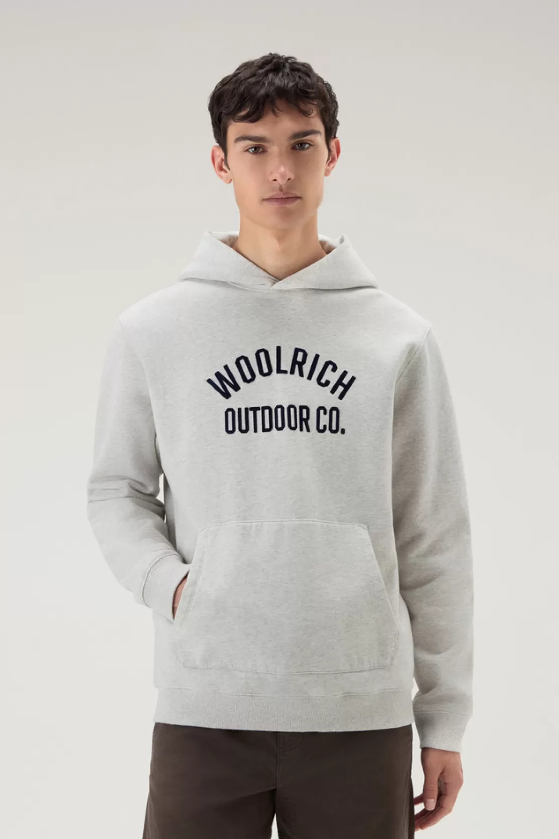 Woolrich Kapuzenpullover Aus Reiner Baumwolle Light Grey Melange Online