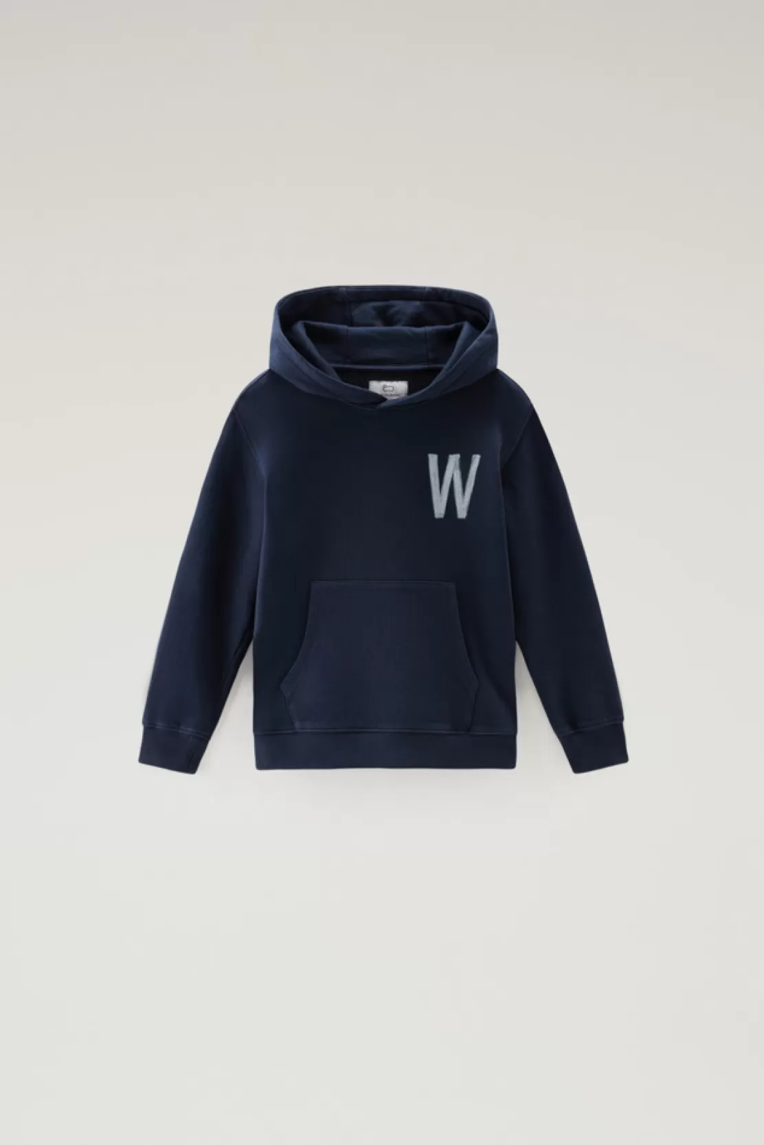 Woolrich Kapuzen-sweatshirt Für Jungen Aus Reiner Baumwolle Melton Blue New