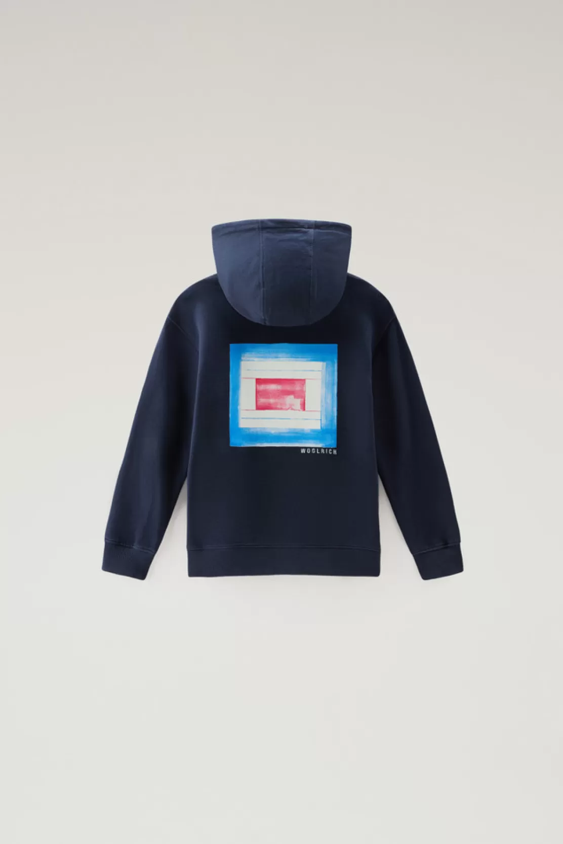 Woolrich Kapuzen-sweatshirt Für Jungen Aus Reiner Baumwolle Melton Blue New