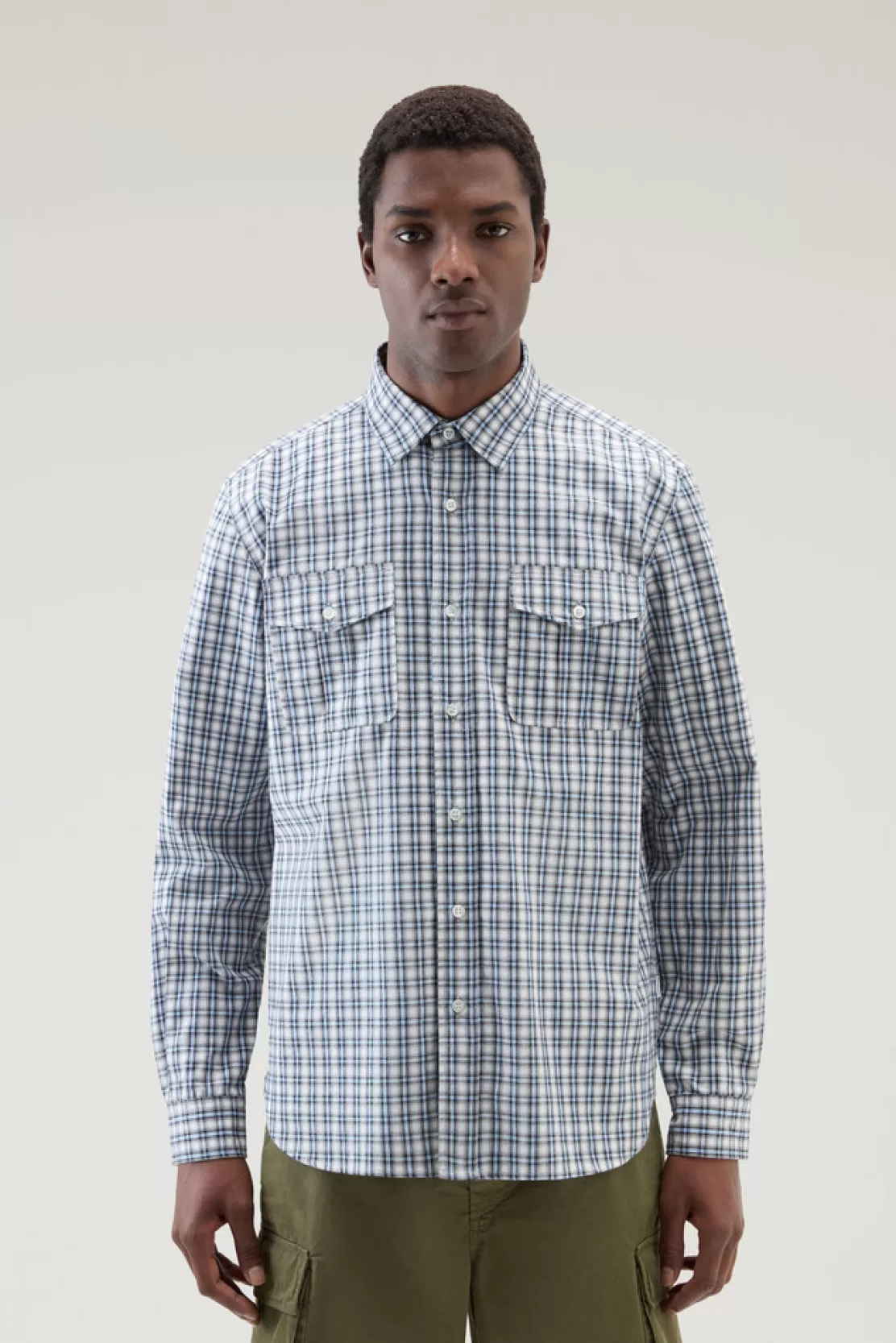 Woolrich Karoshirt Aus Reiner Baumwolle Micro Check Sea Breeze Sale