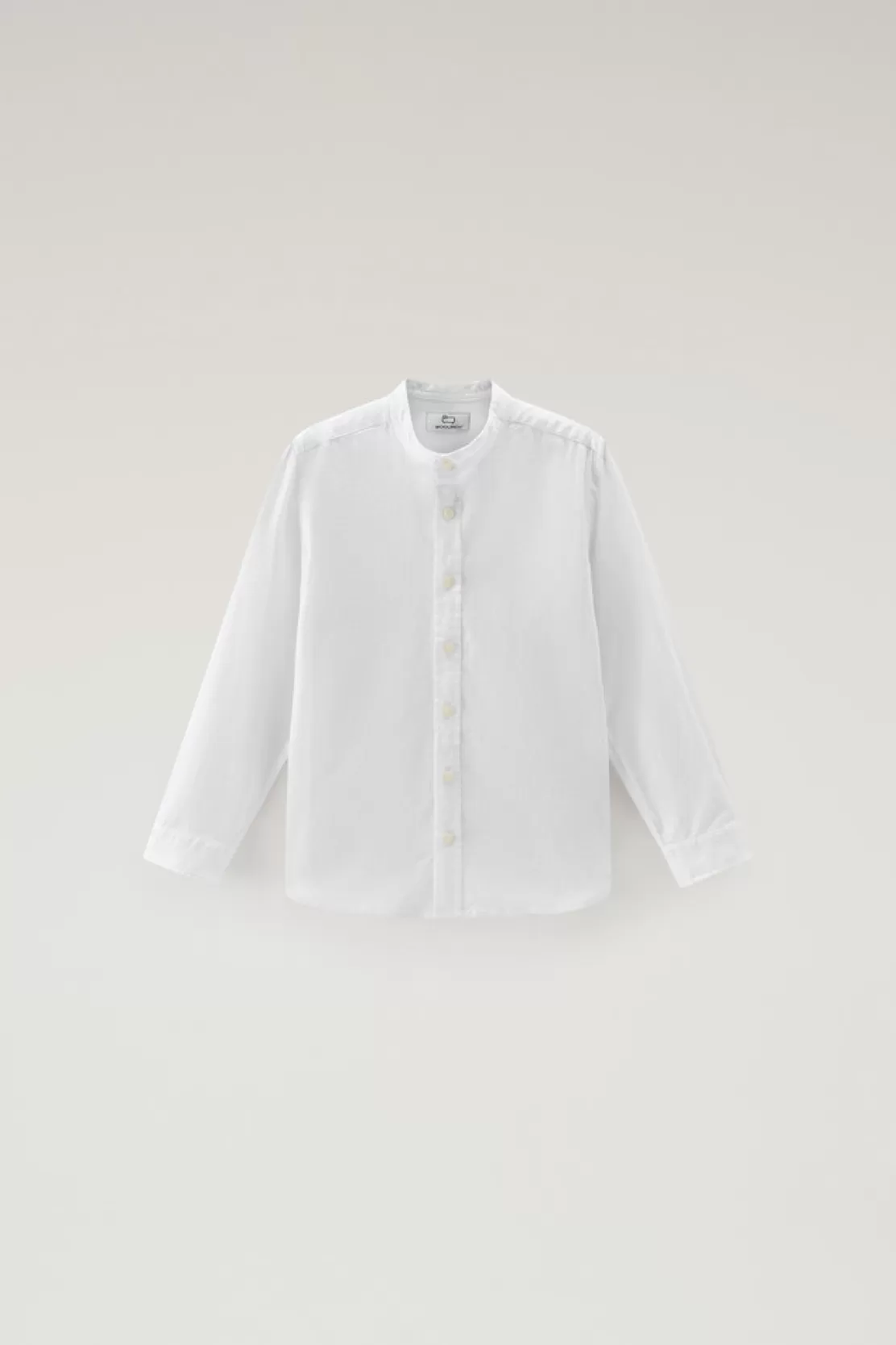 Woolrich Koreanisches Shirt Für Jungen Aus Leinen-Baumwoll-Materialmix Bright White Hot