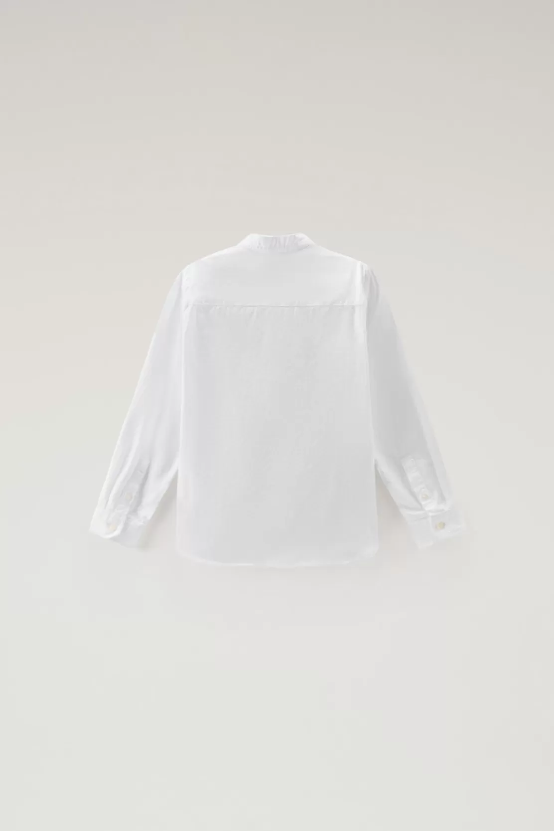 Woolrich Koreanisches Shirt Für Jungen Aus Leinen-Baumwoll-Materialmix Bright White Hot