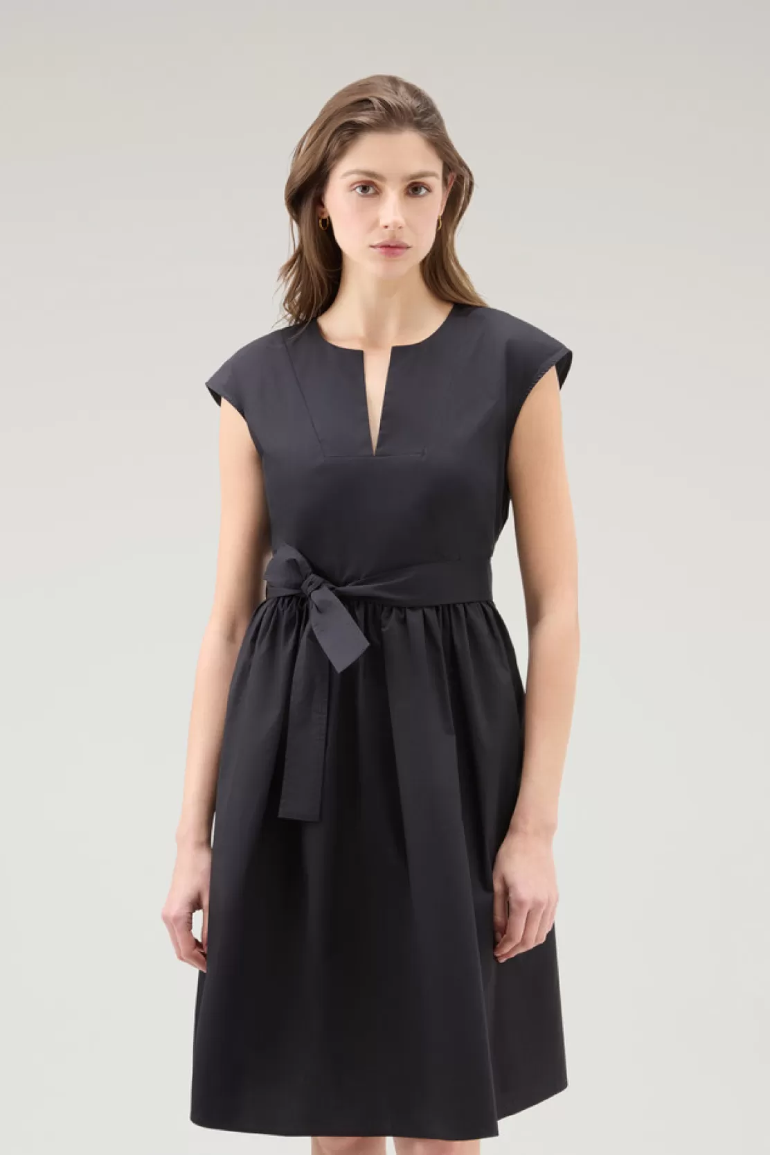 Woolrich Kurzes Kleid Aus Reinem Baumwollpopeline Black Fashion