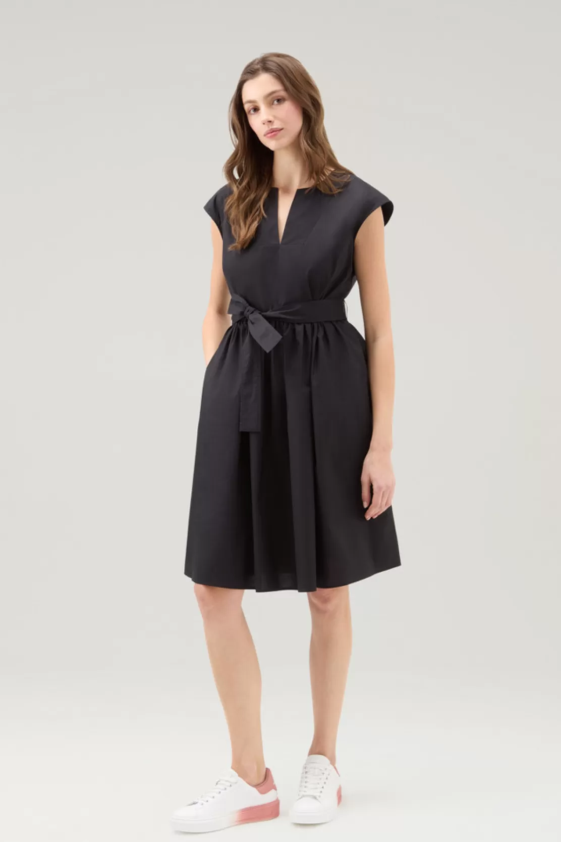 Woolrich Kurzes Kleid Aus Reinem Baumwollpopeline Black Fashion