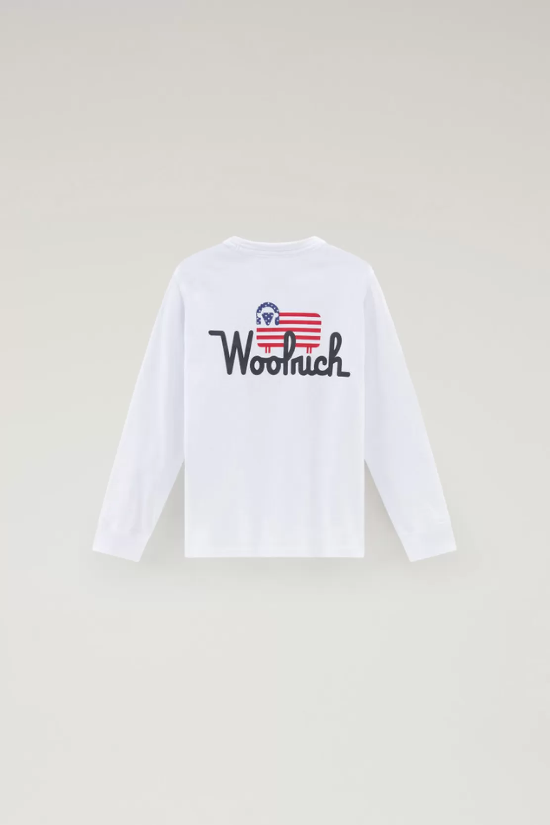 Woolrich Langärmeliges T-Shirt Aus Reiner Baumwolle Für Jungen Bright White Outlet