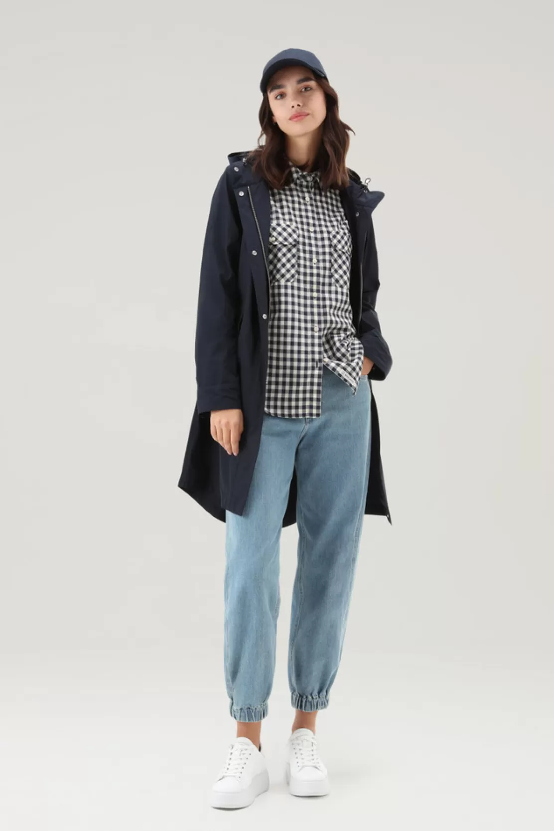 Woolrich Langer Sommerparka Aus Urban-Touch-Gewebe Mit Kapuze Melton Blue Flash Sale