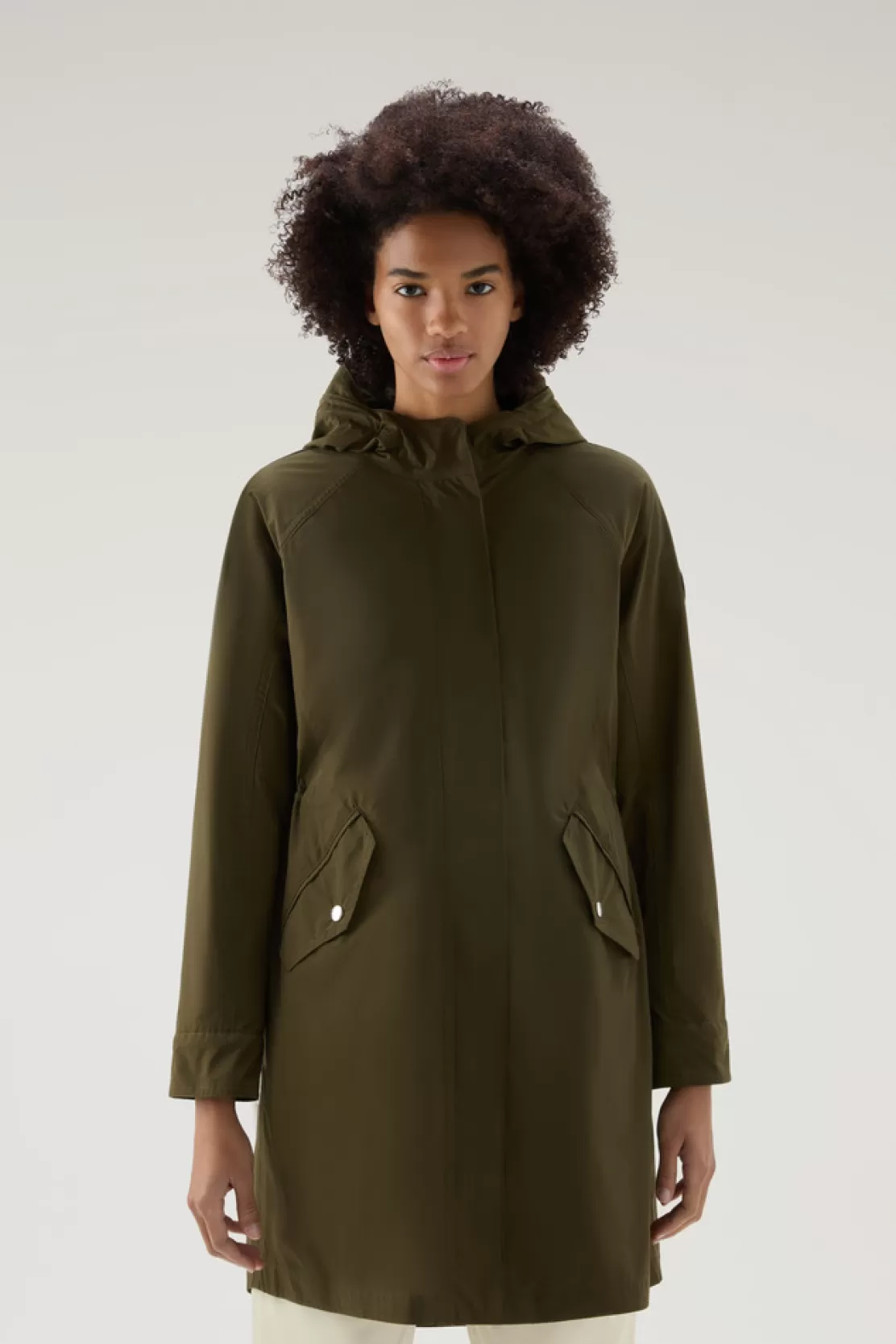 Woolrich Langer Sommerparka Aus Urban-Touch-Gewebe Mit Kapuze Dark Green Discount